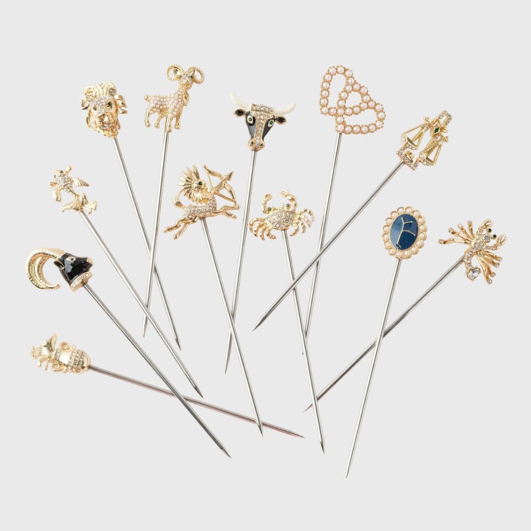 "Zodiac cocktail pick gift set" - Wine and Bar Tools in gold by Joanna Buchanan