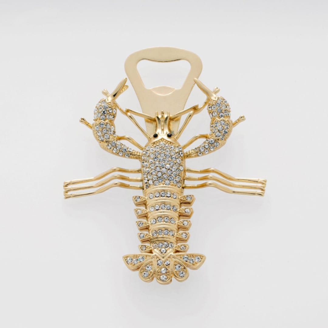 "Lobster bottle opener" - Wine and Bar Tools in gold by Joanna Buchanan
