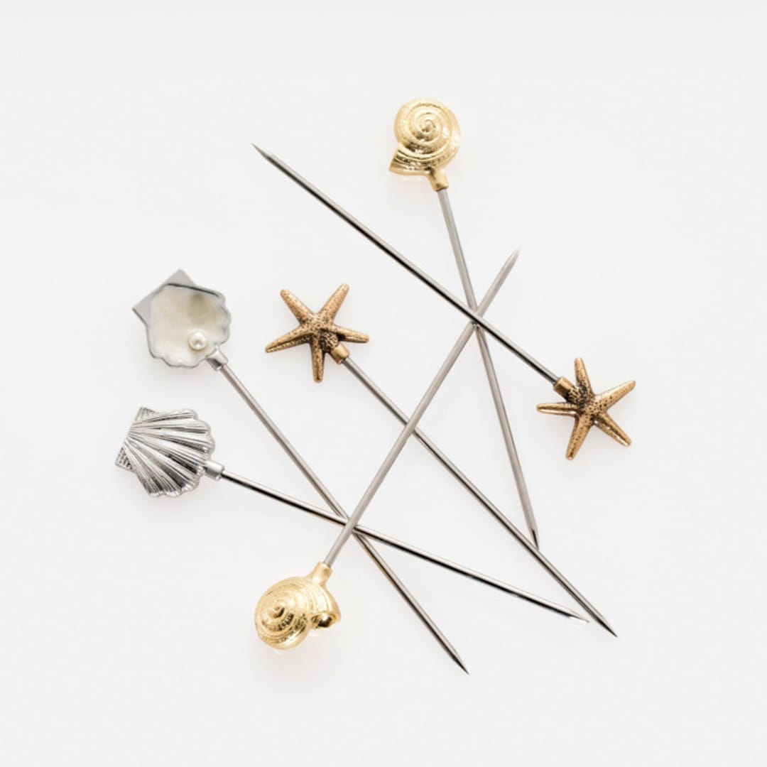 "Shell cocktail picks" - Wine and Bar Tools in silver by Joanna Buchanan