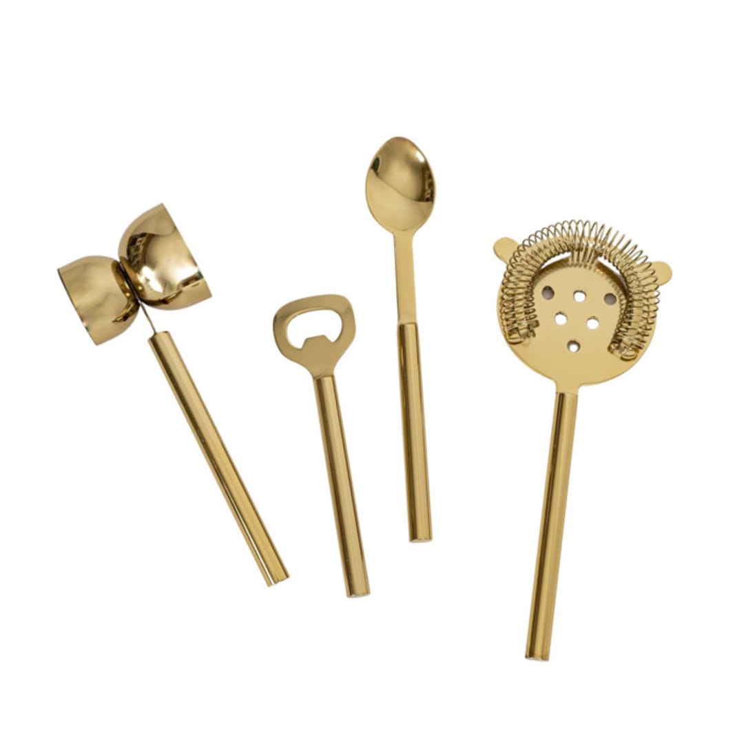Louisa Brass Set of 4 Bar Tools Metal Bar Accessories