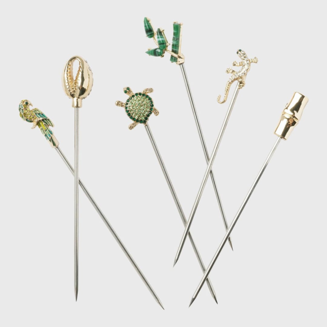 "Palm beach cocktail picks" - Wine and Bar Tools in gold by Joanna Buchanan