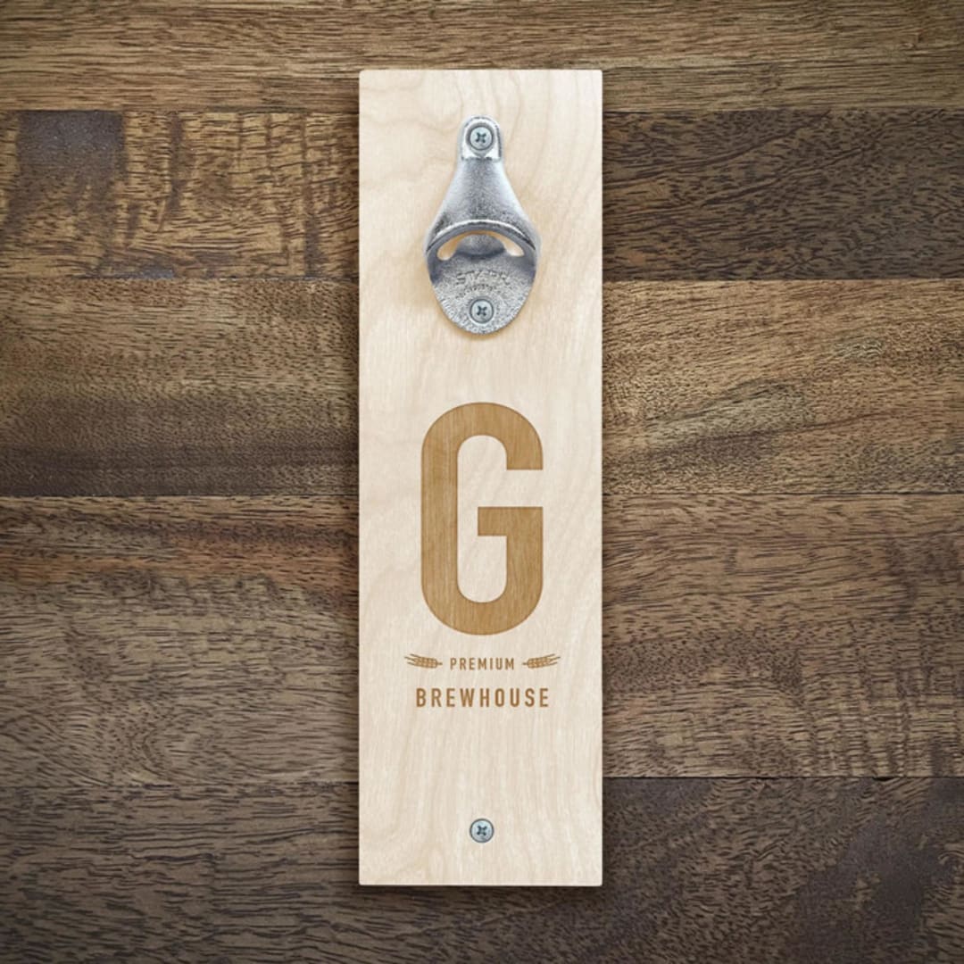 "Monogram Bottle Opener" - Wine and Bar Tools in natural by Artificer Wood Works