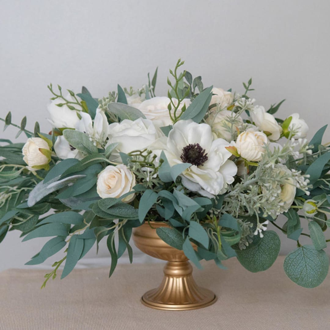 "White Anemone Wedding Centrepiece" - Centerpieces and Tabletop Decor in white by Bird of Paradise OS