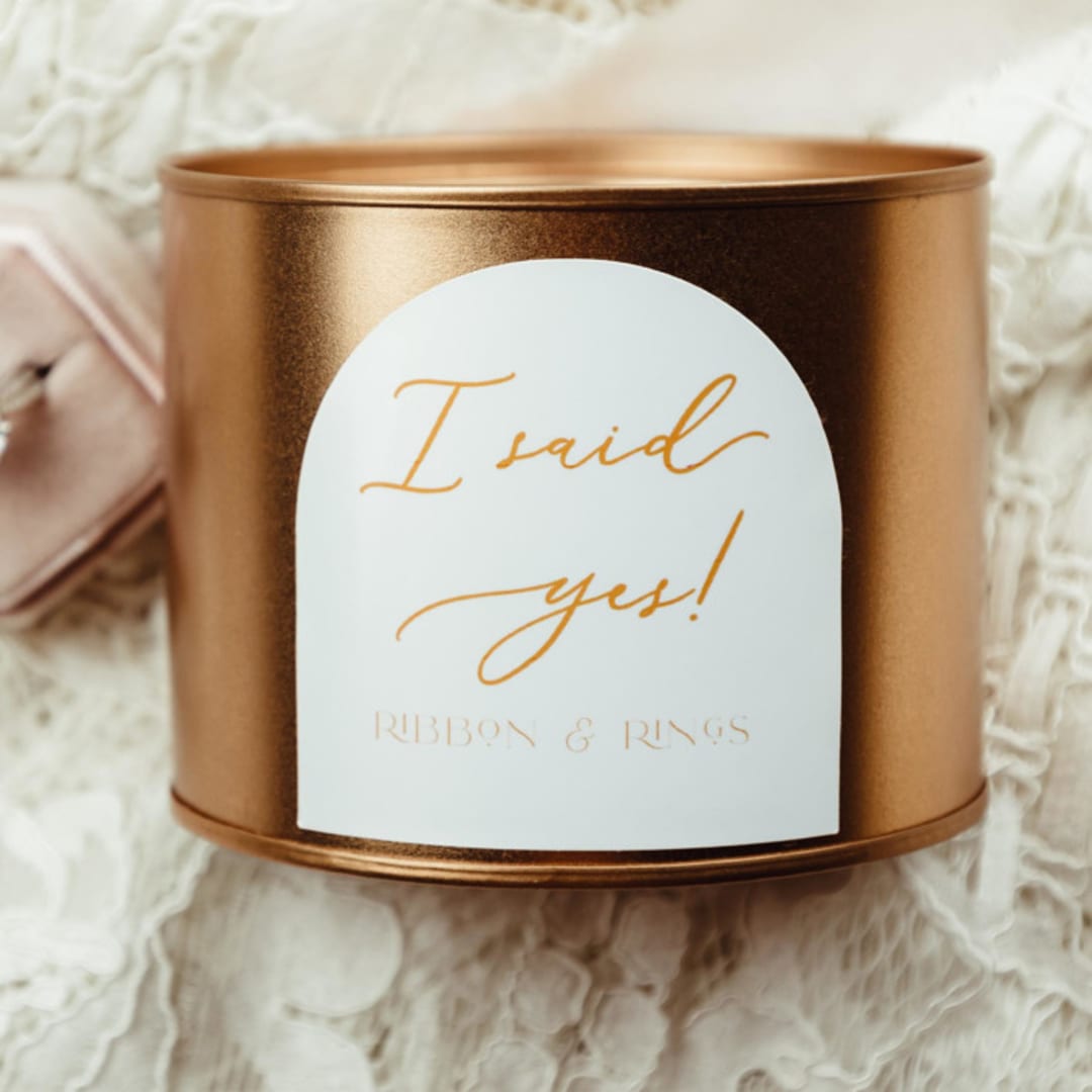 "Engagement Gift Candle I Said Yes!" - Gifts for the Bride in gold by Jordan Perry
