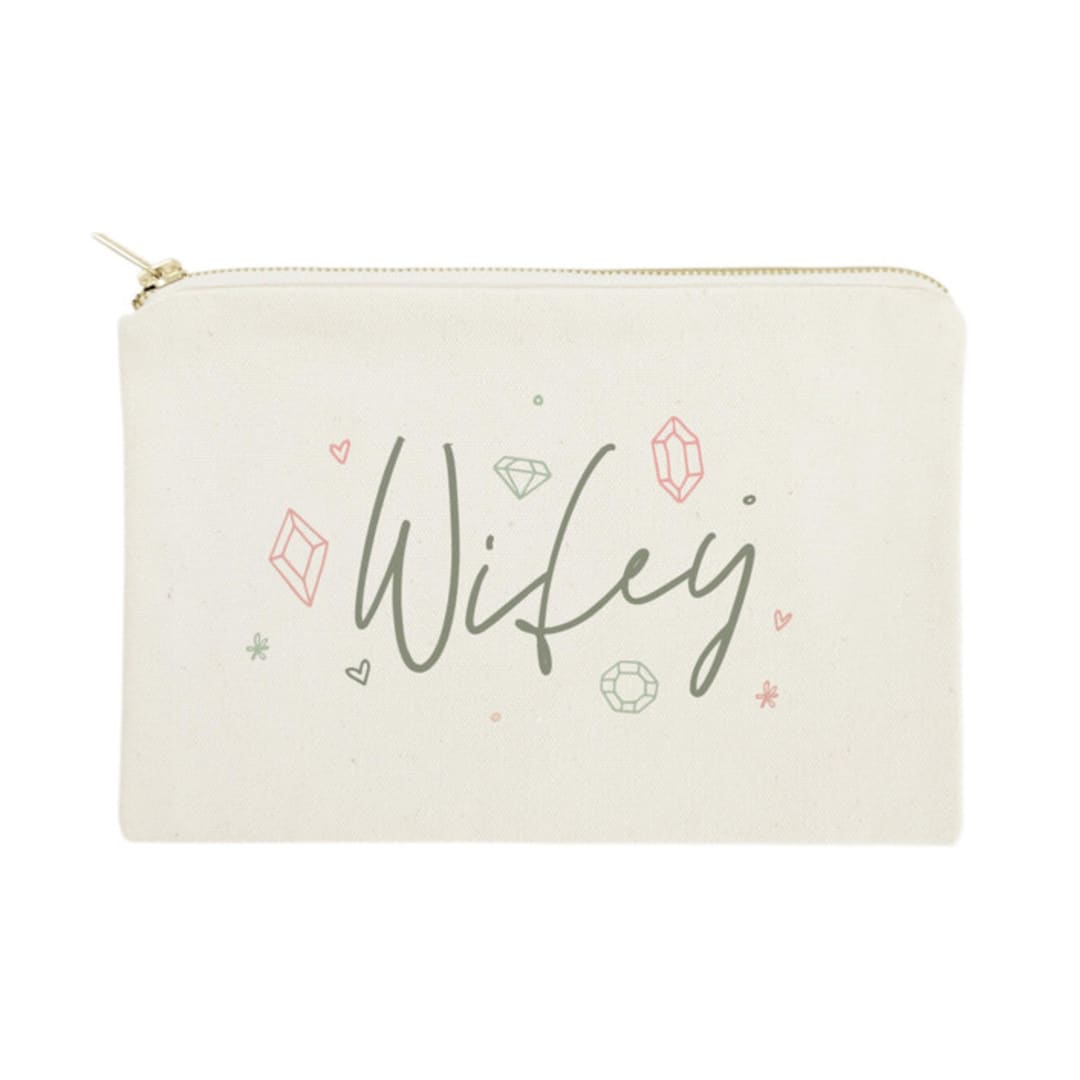 Wifey with Gemstone Cotton Canvas Cosmetic Bag