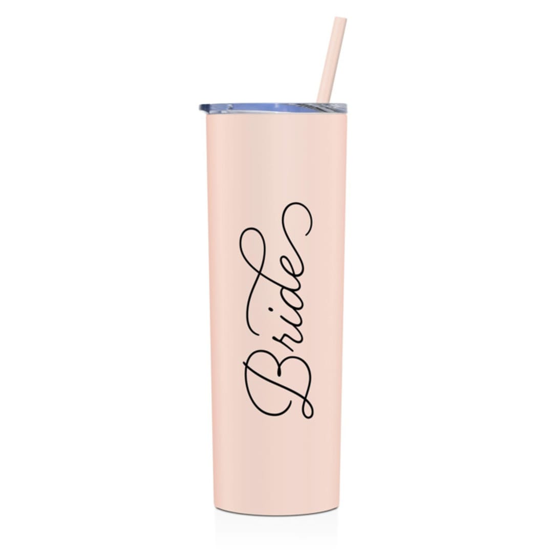 "Bride Tumbler | Matte Blush | 20 Ounce Stainless Steel" - Gifts for the Bride in pink by Leslie Berry