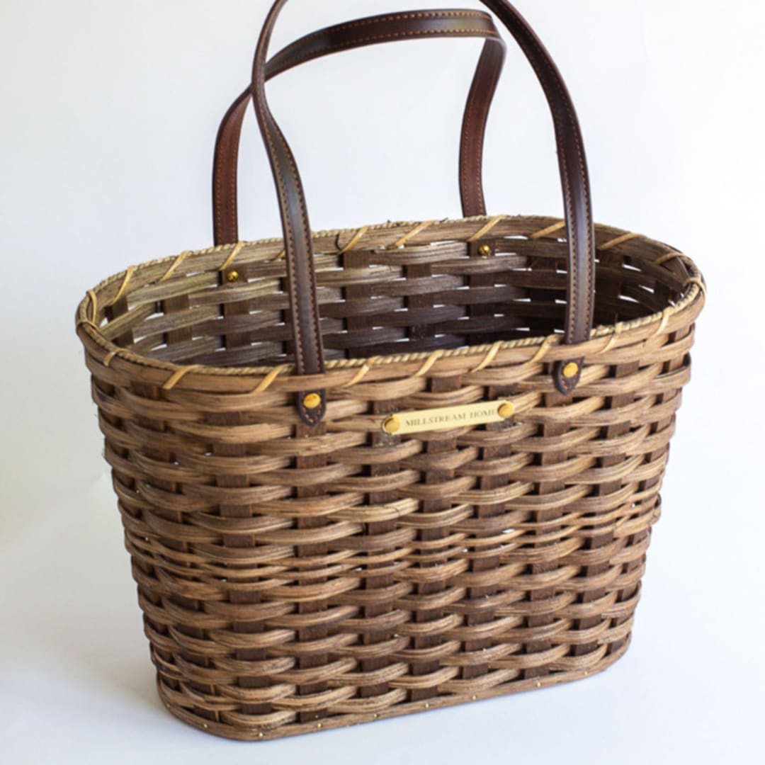 "The Large Wide Weave Market Basket in Dark" - Gifts for the Bride in brown by Millstream Home