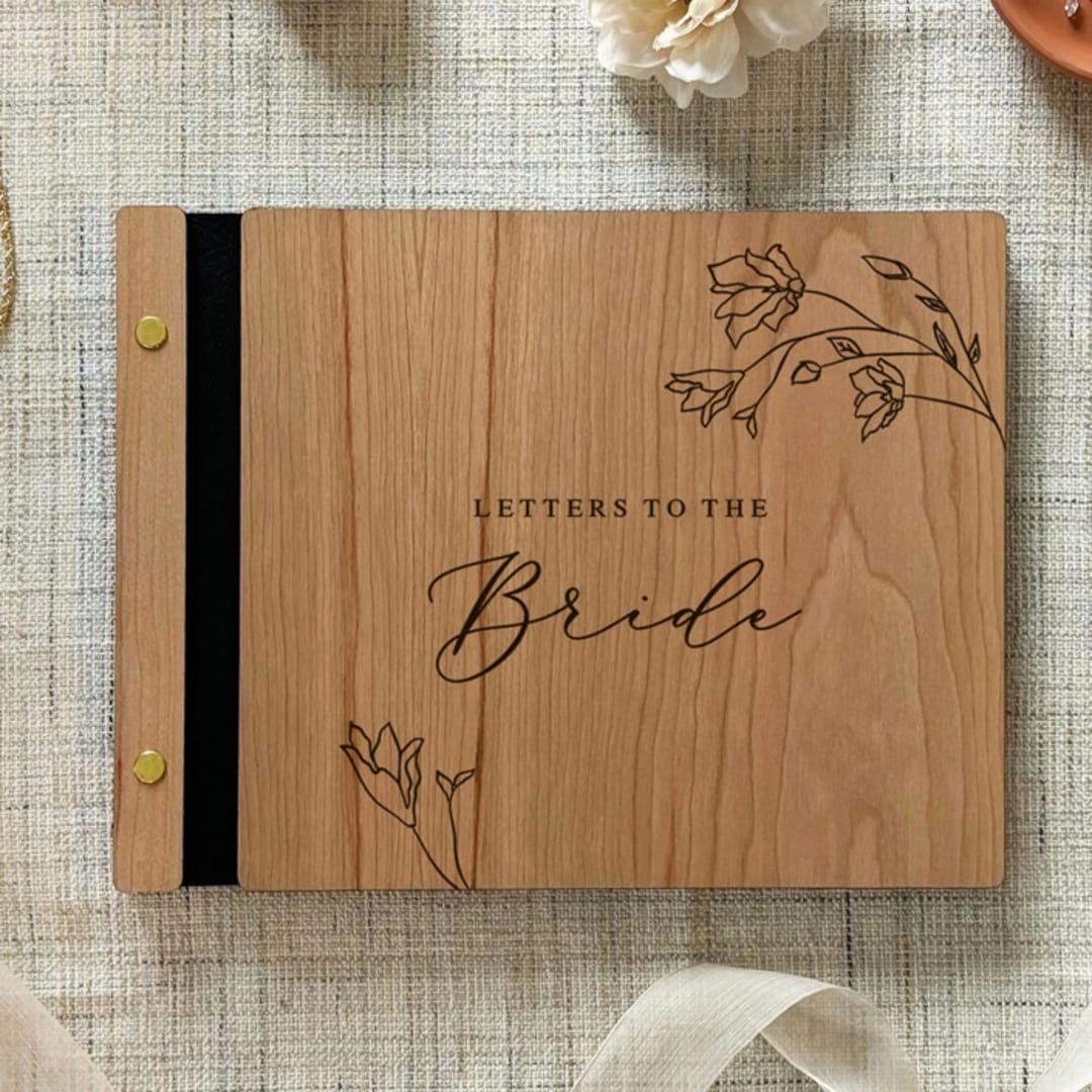 "Letters to the Bride Book | Cherry Wood | 8.5 x 11" - Gifts for the Bride in brown by Katrina Mejia