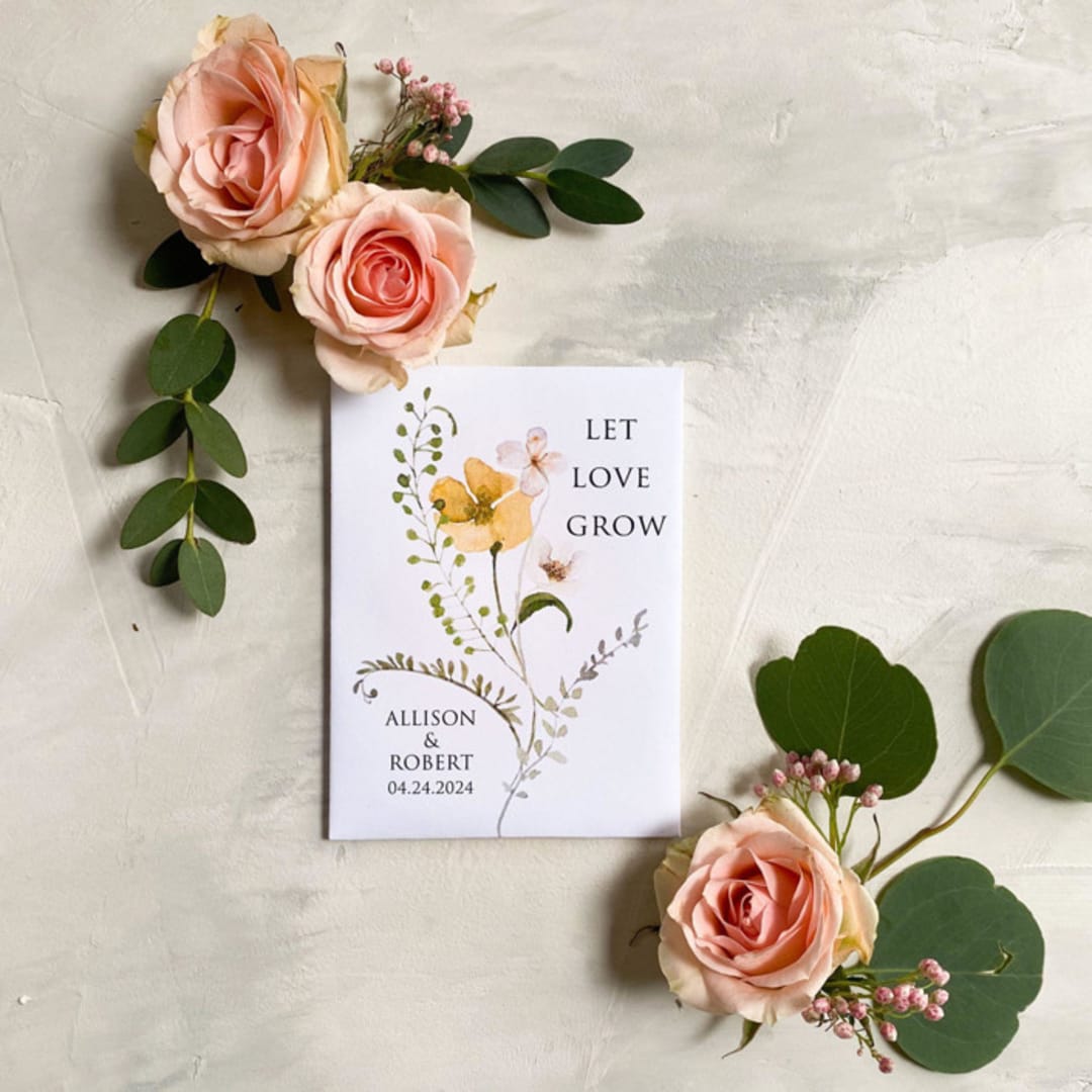 Custom Seed Packet Favors | Set of 10 | Wildflower Seeds Included | Sunshine Daisy