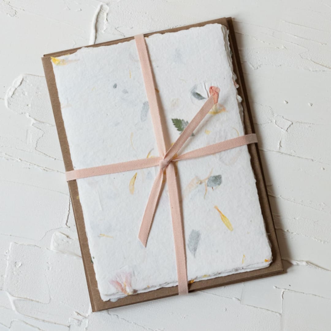 Floral Handmade Paper A7 Sheets, Set of 6