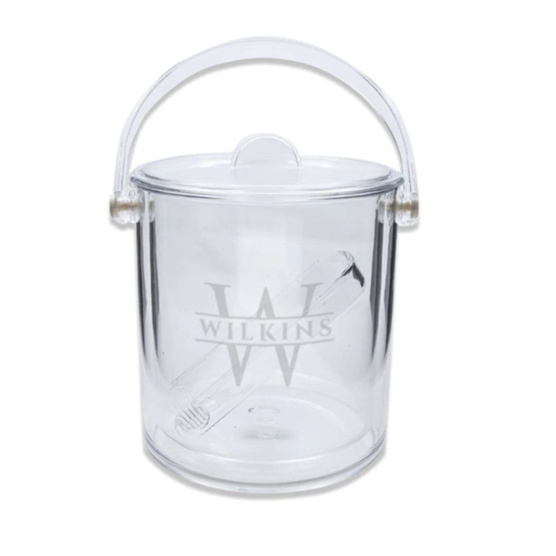 "Custom Engraved Acrylic Ice Bucket" - Couple Gifts in clear by Papel Custom Design