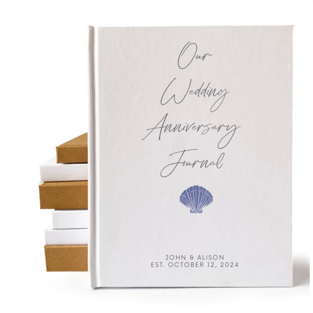 "Custom Wedding Anniversary Journal · Hand Bound" - Couple Gifts in white by Transient Books