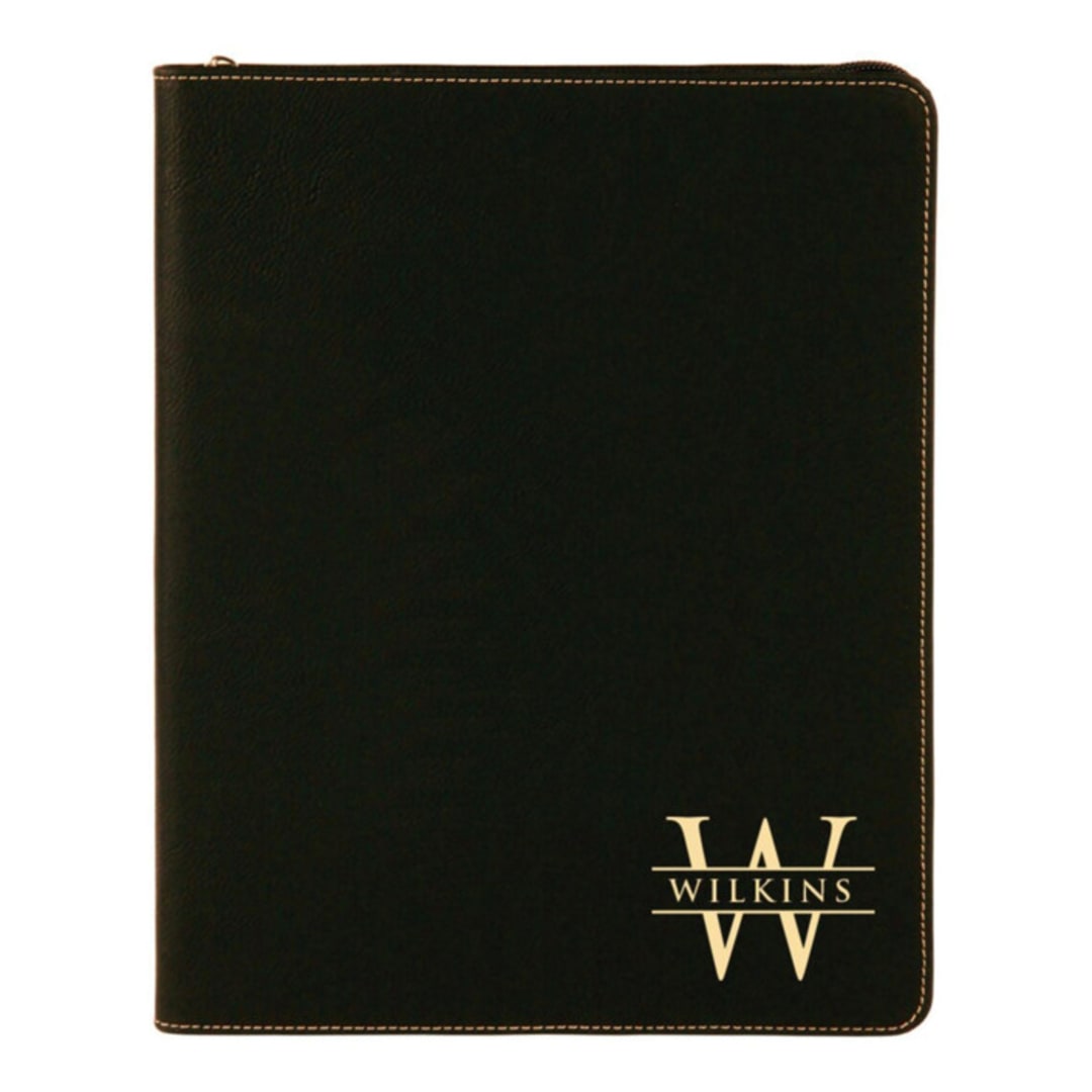 "Custom Engraved Vegan Leather Premium Zippered Padfolio" - Couple Gifts in multicolorassorted-colors by Papel Custom Design