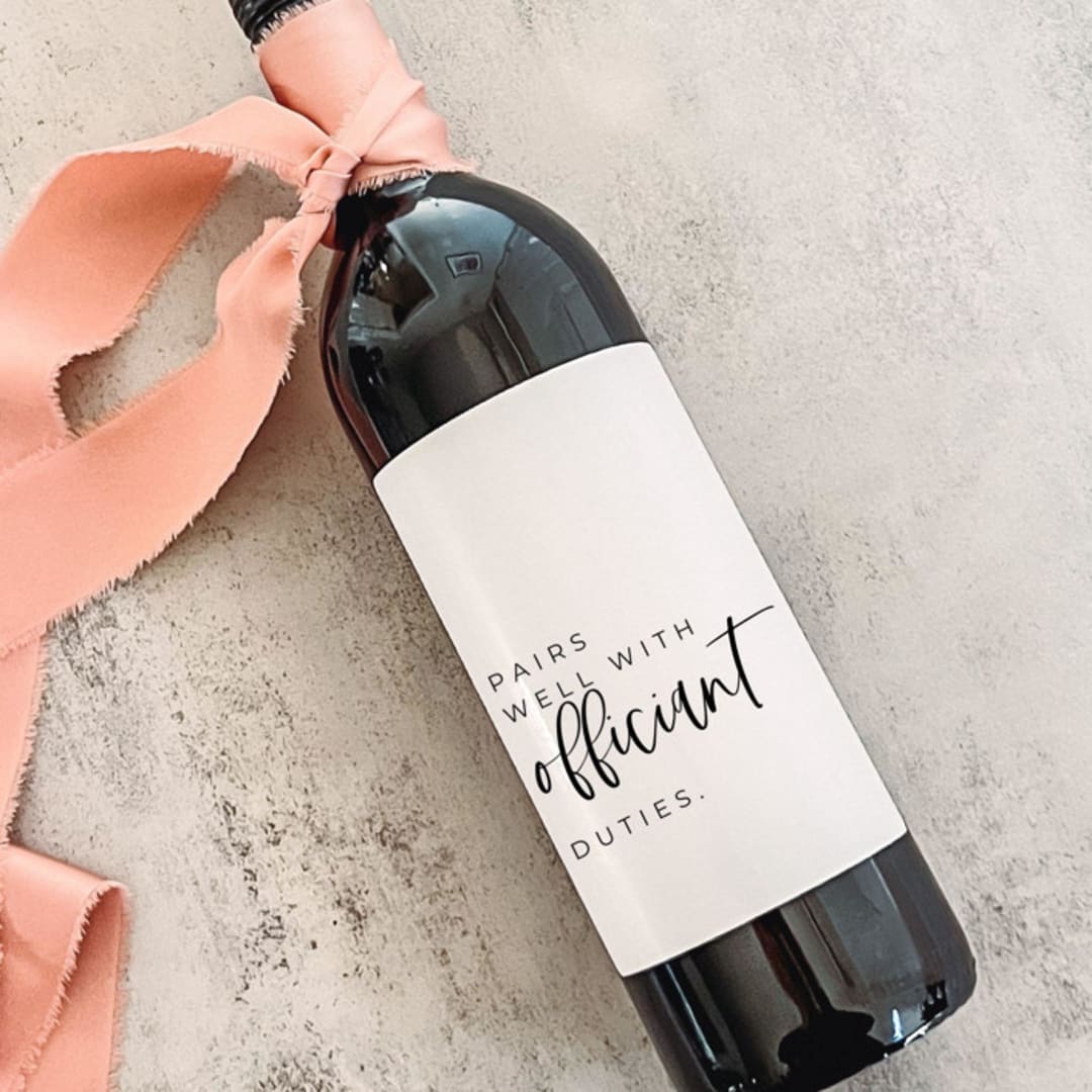 Officiant Gift Wine Label | Pairs well with Officiant Duties