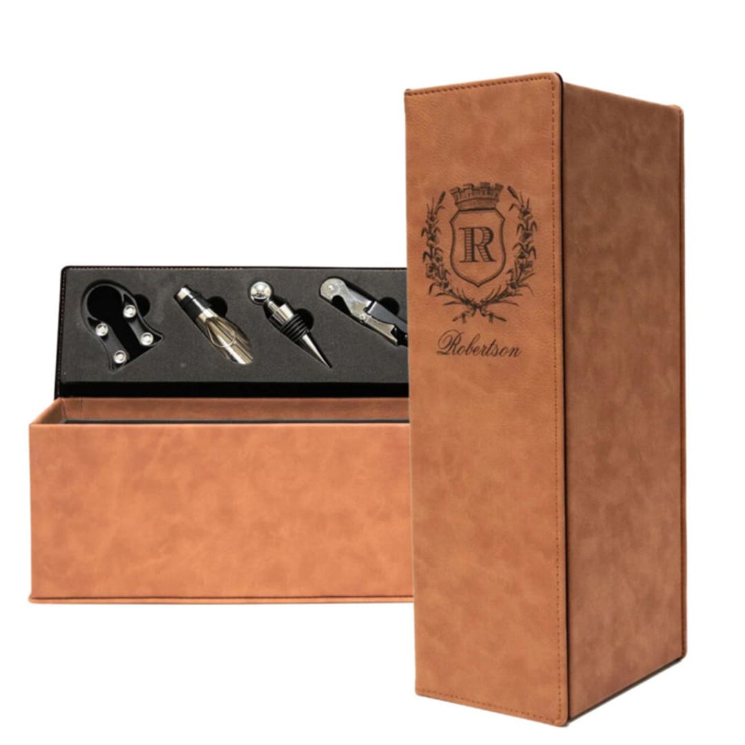 "Engraved Wine Box Set" - Couple Gifts in multicolorassorted-colors by Papel Custom Design