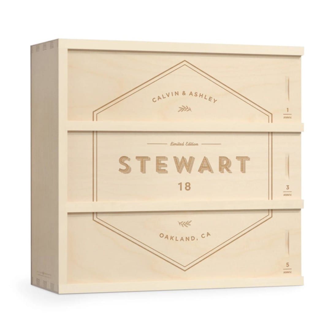 "Cooperage Select - Personalized Anniversary Wine Box" - Couple Gifts in natural by Artificer Wood Works