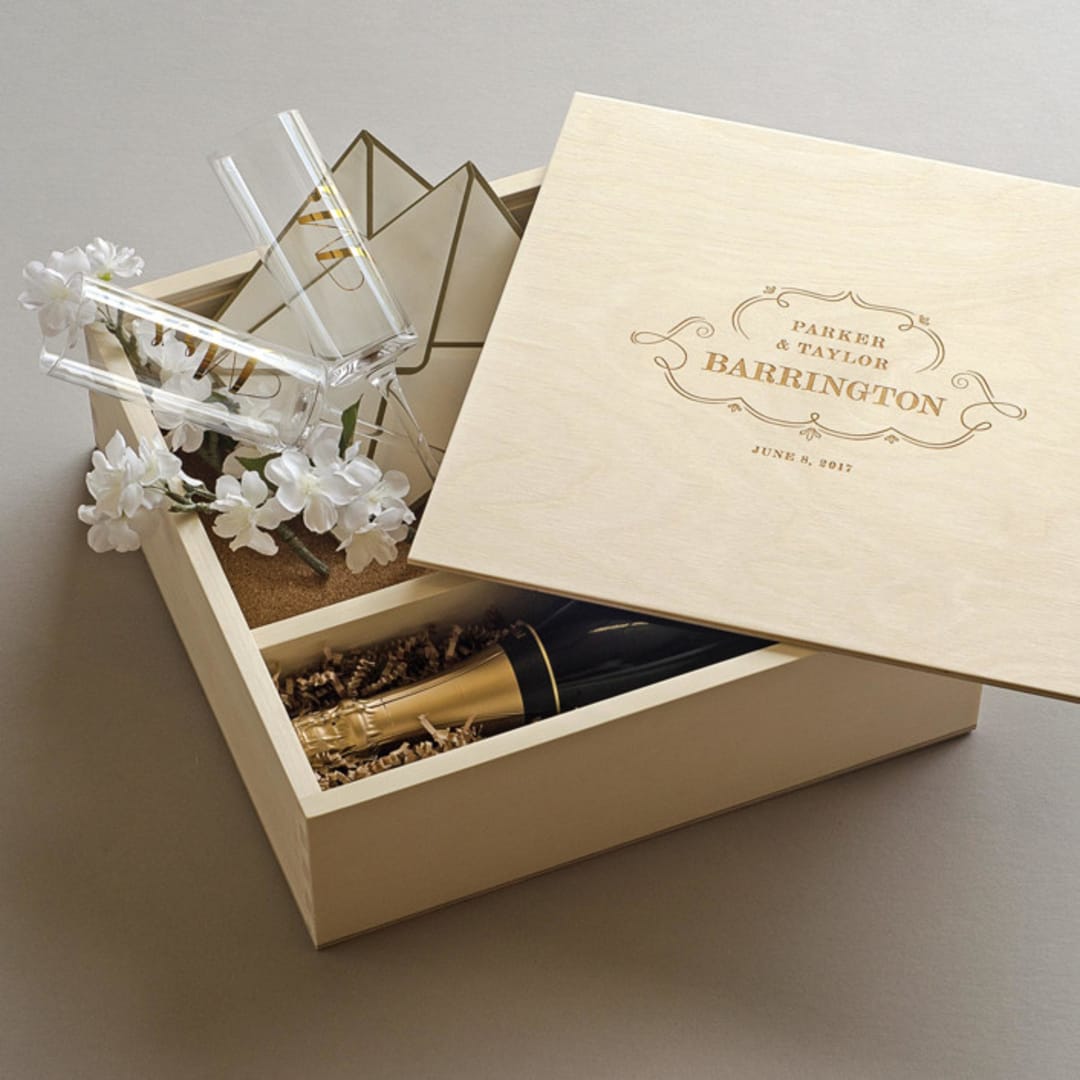 "The Decorator - Keepsake Ceremony Wine Box" - Couple Gifts in natural by Artificer Wood Works