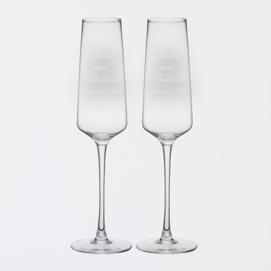 "Wedding Couple Personalized Champagne Estate Glasses, Set of 2" - Couple Gifts in clear by Colin Supple