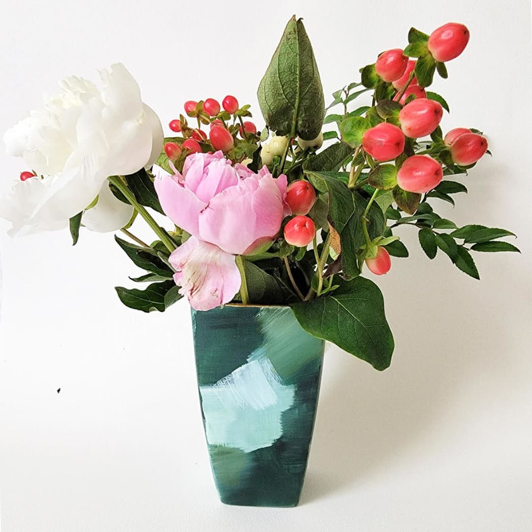 Forest Green Hand-painted Vase