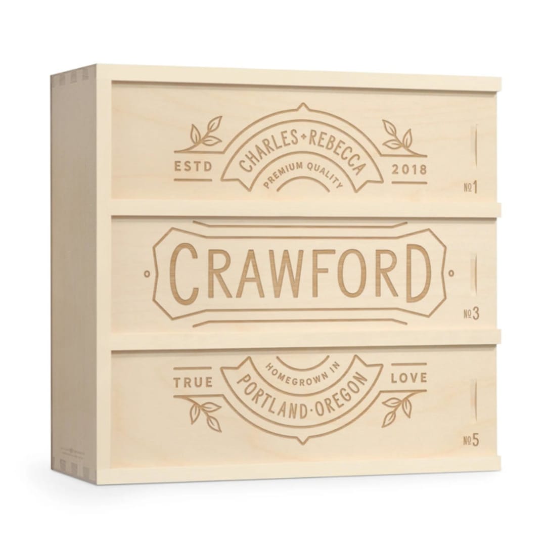 "Homegrown - Personalized Anniversary Wine Box" - Couple Gifts in natural by Artificer Wood Works