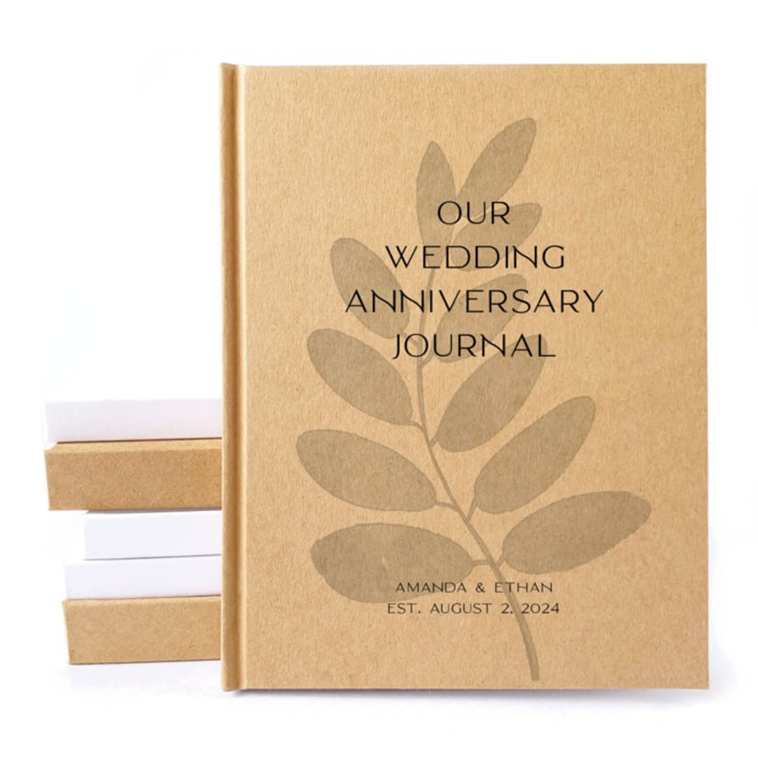 "Custom Wedding Anniversary Journal · Hand Bound" - Couple Gifts in beige by Transient Books