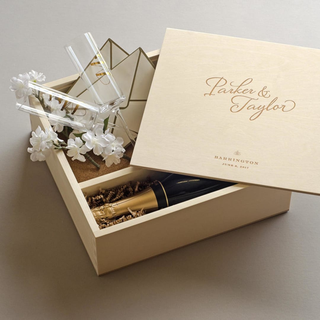"The Stylist - Keepsake Ceremony Wine Box" - Couple Gifts in natural by Artificer Wood Works