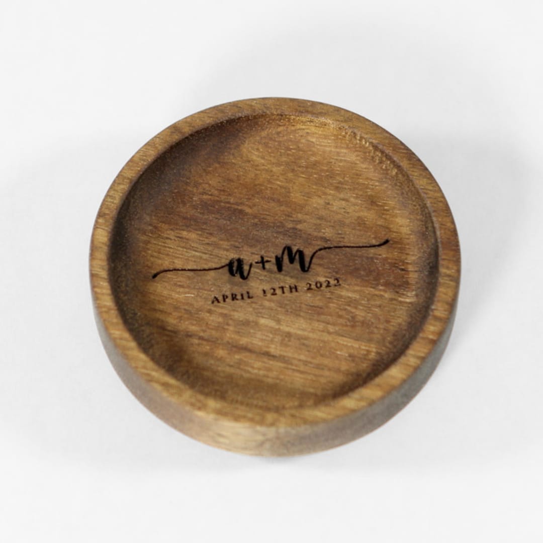 "Personalized Wood Ring Dish - Initials + Date" - Couple Gifts in brown by Soulmatebox