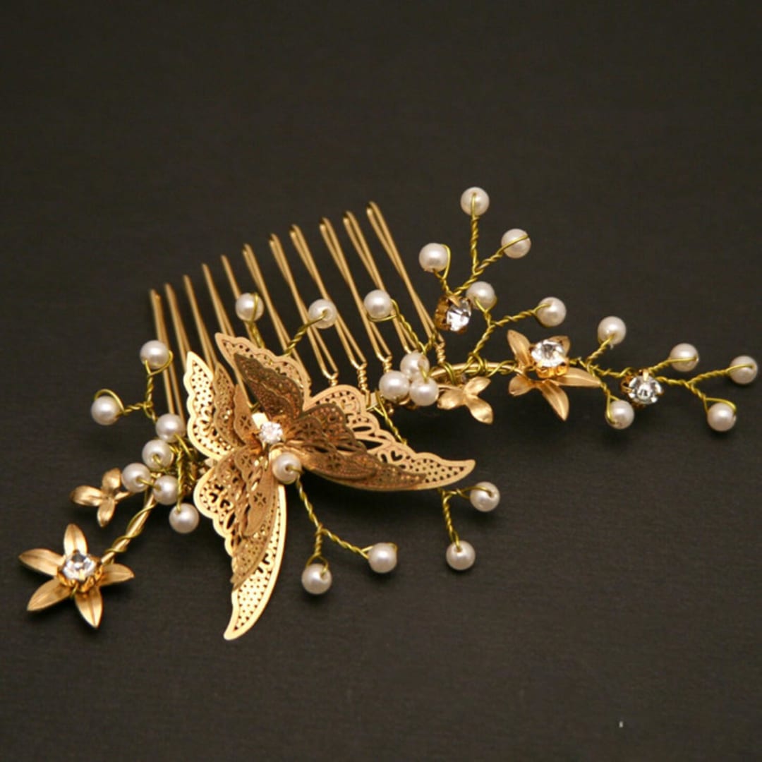 Gold Butterfly Hair comb