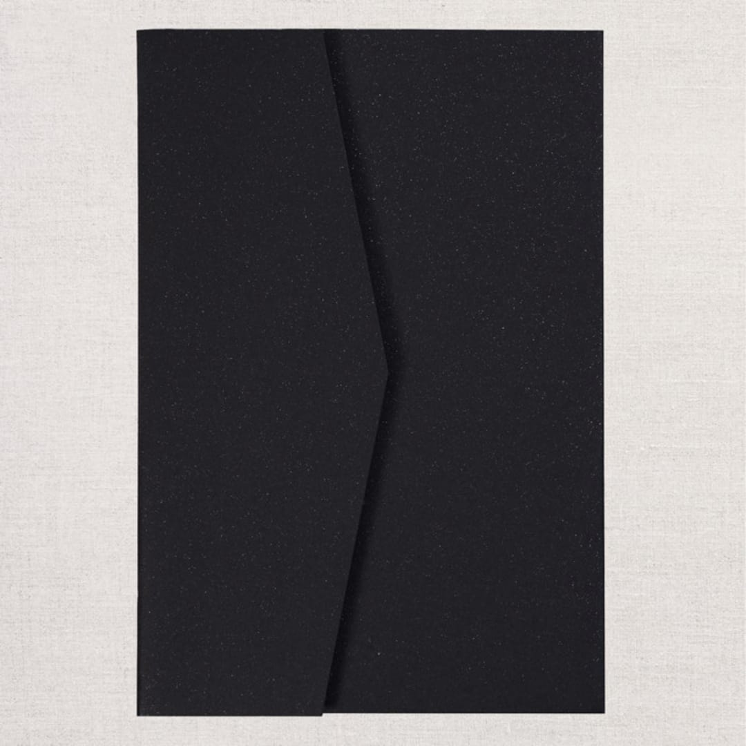 "Qty of 50 Custom Black Irridescent Shimmer Simply Elegant Tri-fold Pocket with mailing envelopes" - Invitation Pockets in black by Papel Custom Design