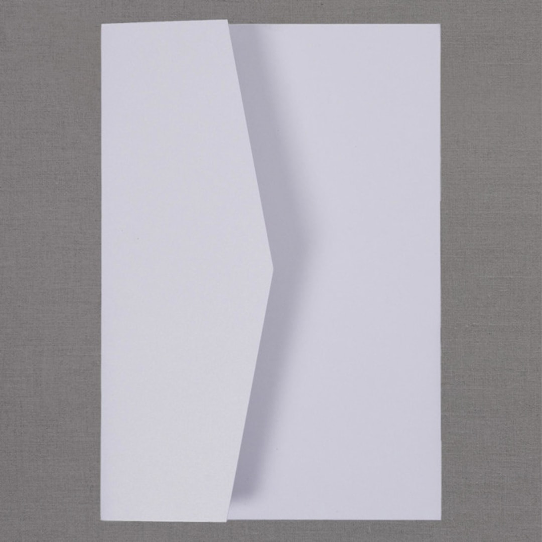 "Qty of 50 Custom White Shimmer Simply Elegant Tri-fold Pocket with Mailing Envelopes" - Invitation Pockets in white by Papel Custom Design