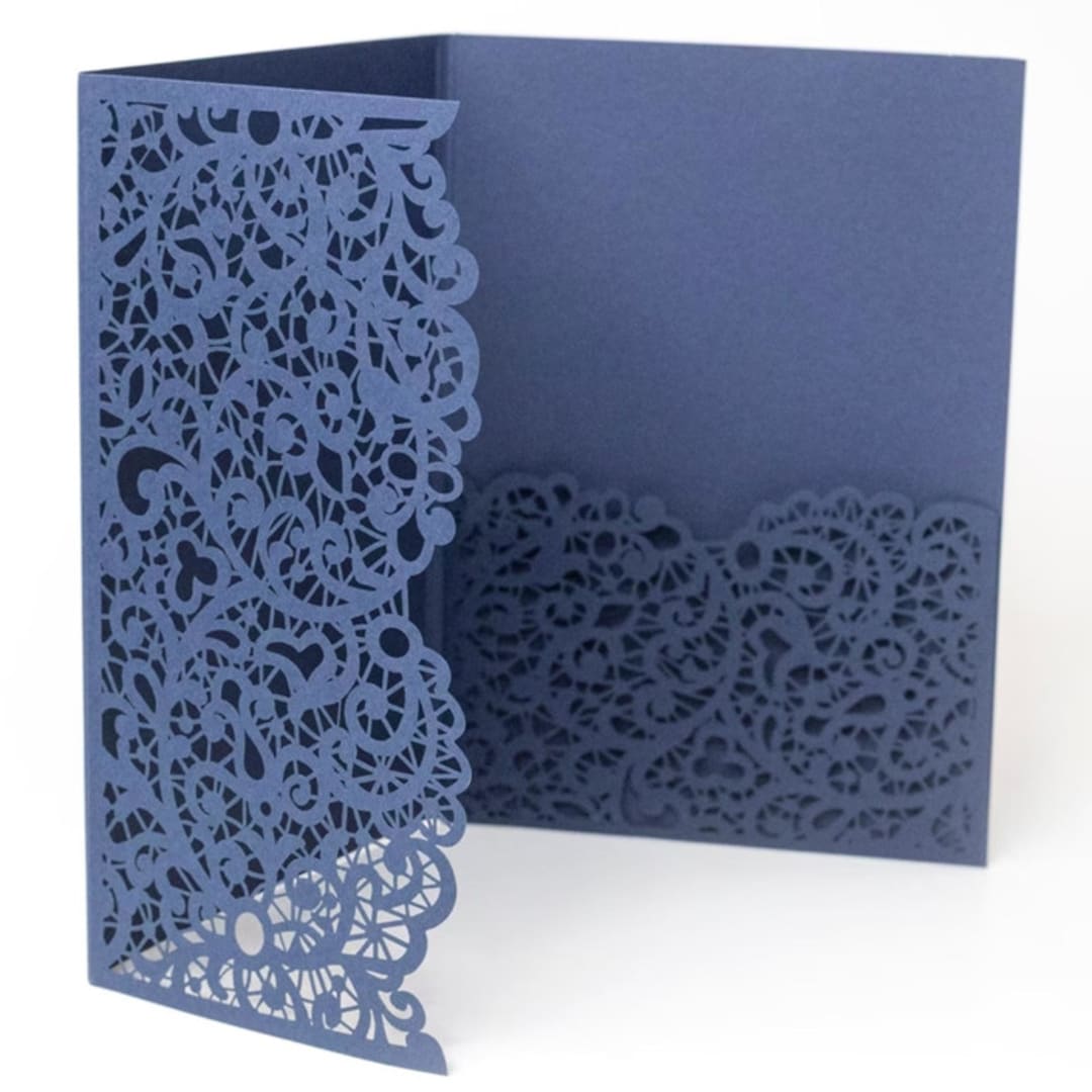 "Custom Laser Cut Lace Pattern Pockets for 5x7 Cards | Set of 10 | Envelopes Included" - Invitation Pockets in multicolorassorted-colors by Self Stationery