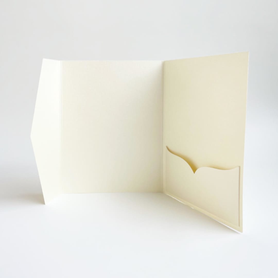 "Custom Color Pocket Folders for 5x7 Invitations | Wedding Invitation Jackets | Set of 10 | Envelopes Included" - Invitation Pockets in beige by Self Stationery