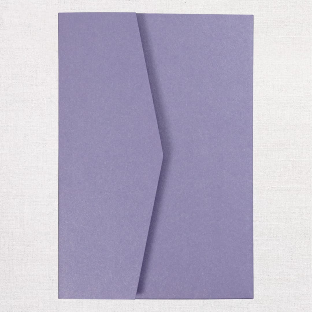 "Qty of 50 Custom Violet Shimmer Simply Elegant Tri-fold Pocket | Other Color Options Available" - Invitation Pockets in purple by Papel Custom Design