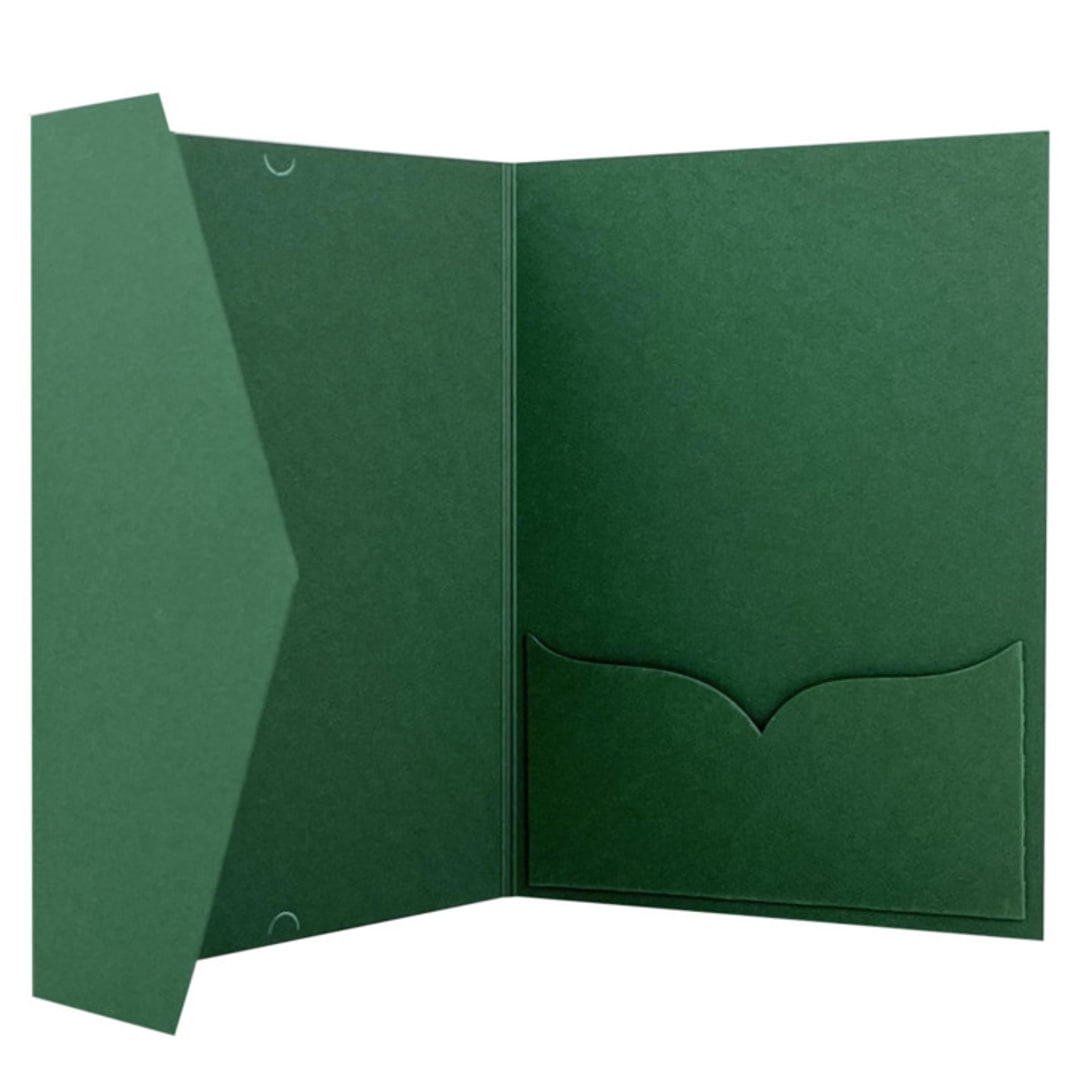 "5x7 Tri-Fold Pocket Invitation | Custom Color | Set of 10 | Envelopes Included" - Invitation Pockets in green by Self Stationery