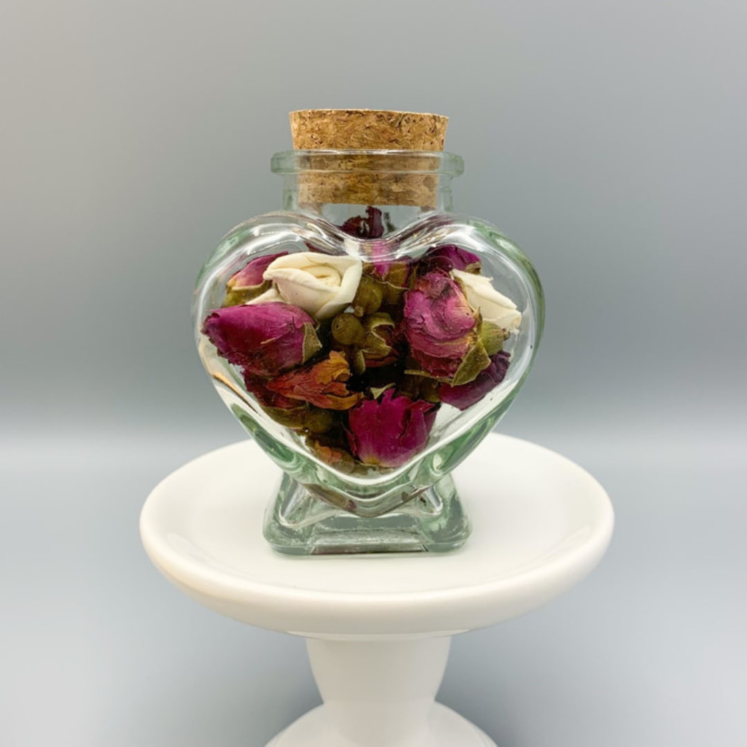 Dried Flower Heart Herbarium Mini Roses Flower