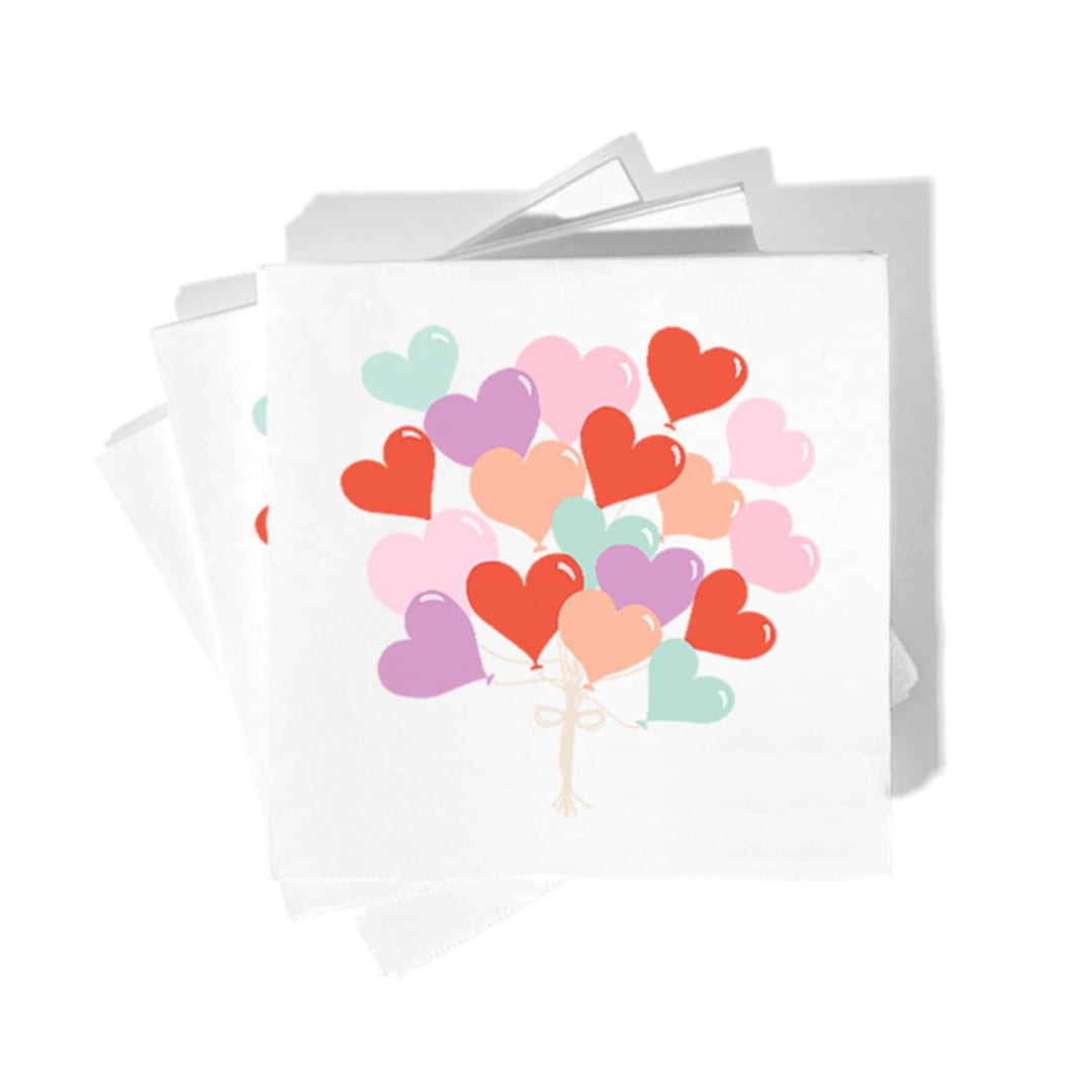 "Heart Balloon Bunch Napkin Pack, cocktail size, pack of 20" - Napkins in multicolor by ForYourParty