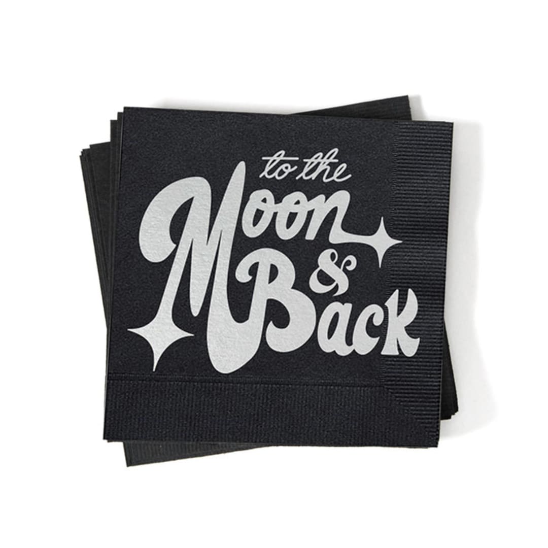 "To The Moon and Back Napkin Pack, cocktail size, pack of 50" - Napkins in black by ForYourParty