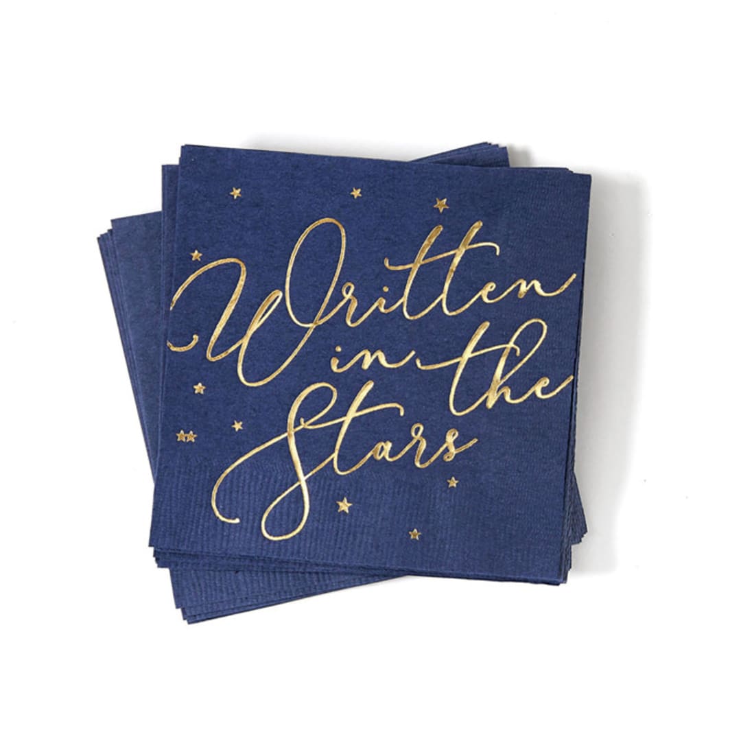 "Written in the Stars Napkin Pack, cocktail size, pack of 50" - Napkins in blue by ForYourParty