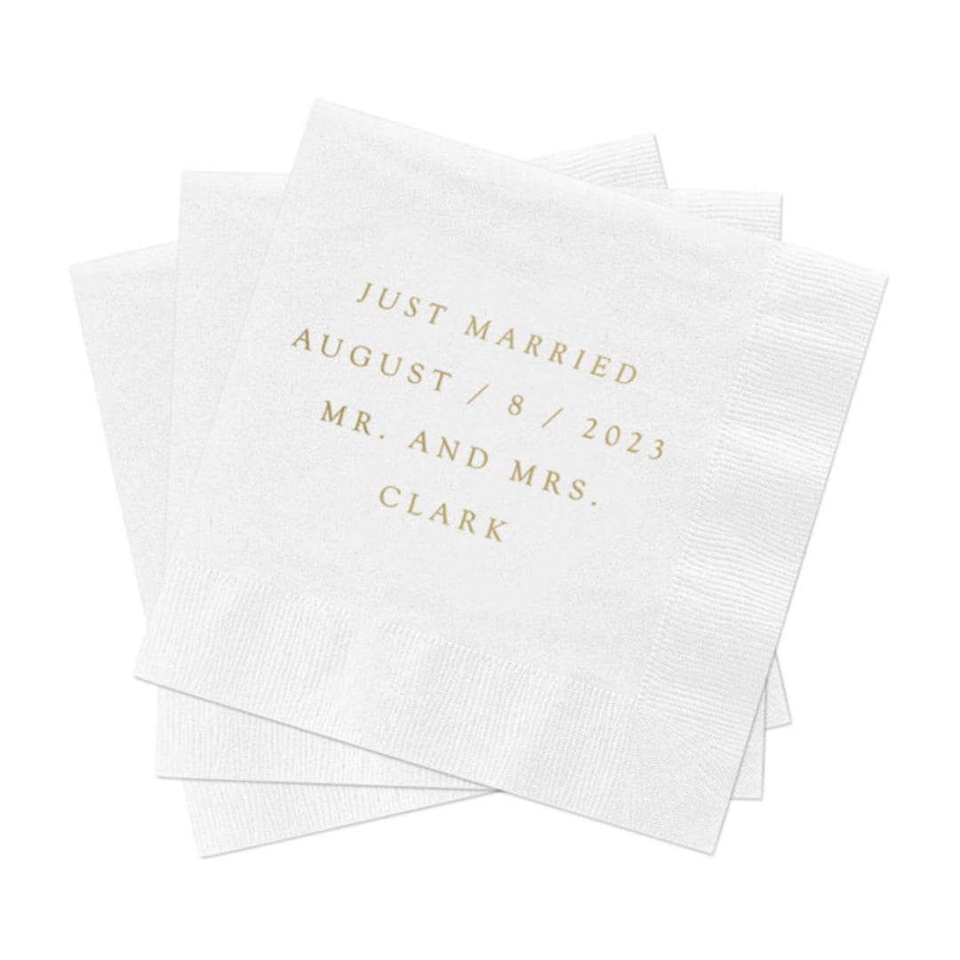"Just Married, Wedding Cocktail Napkins, Pack of 200" - Napkins in multicolorassorted-colors by Studio Lavender