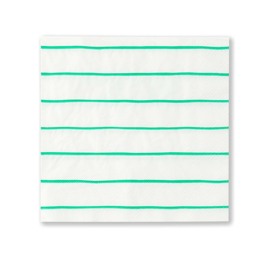 "Clover Frenchie Stripes Large Napkins" - Napkins in green by Jollity and Co