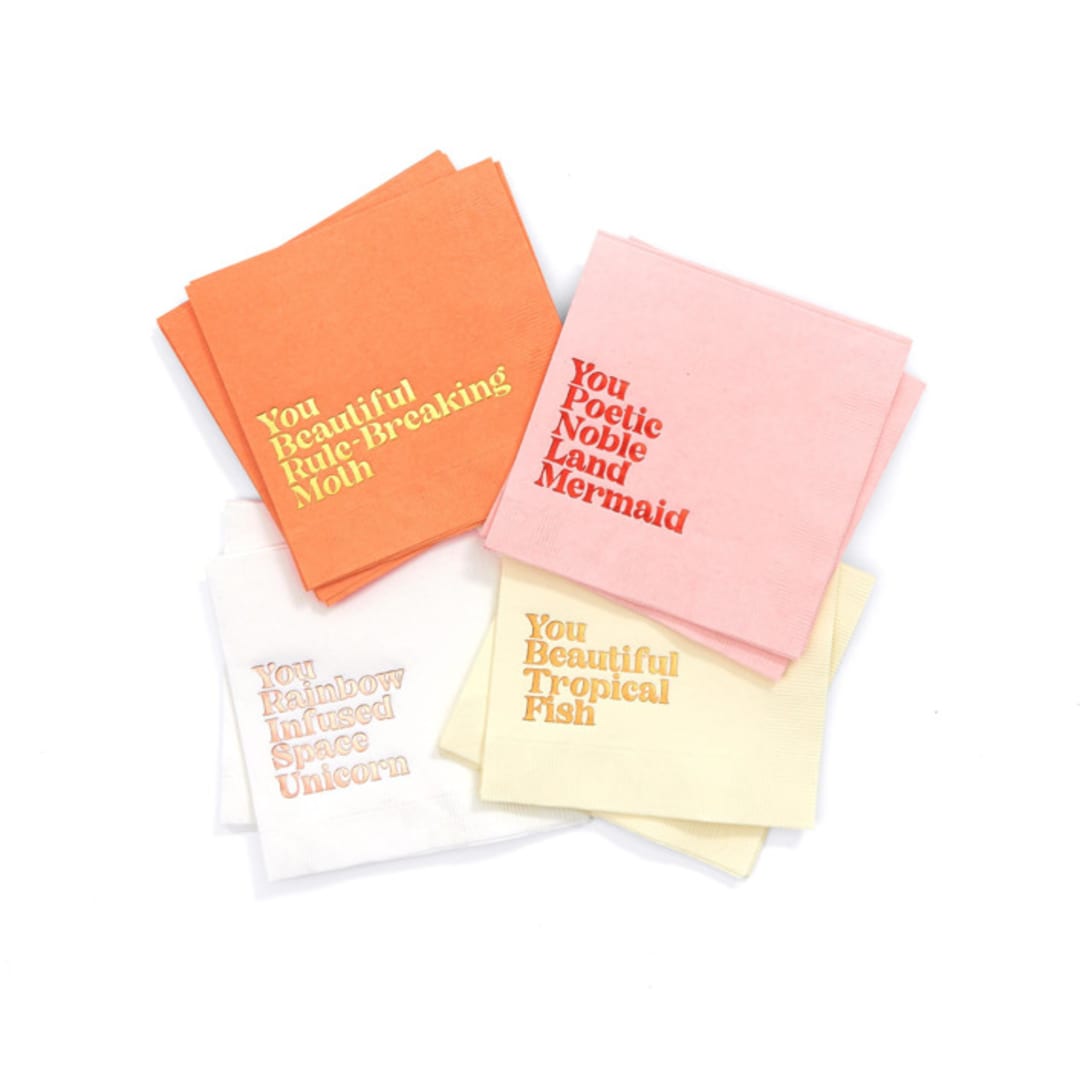 "Compliment Quotes Napkin Pack, cocktail size, pack of 20" - Napkins in multicolorassorted-colors by ForYourParty
