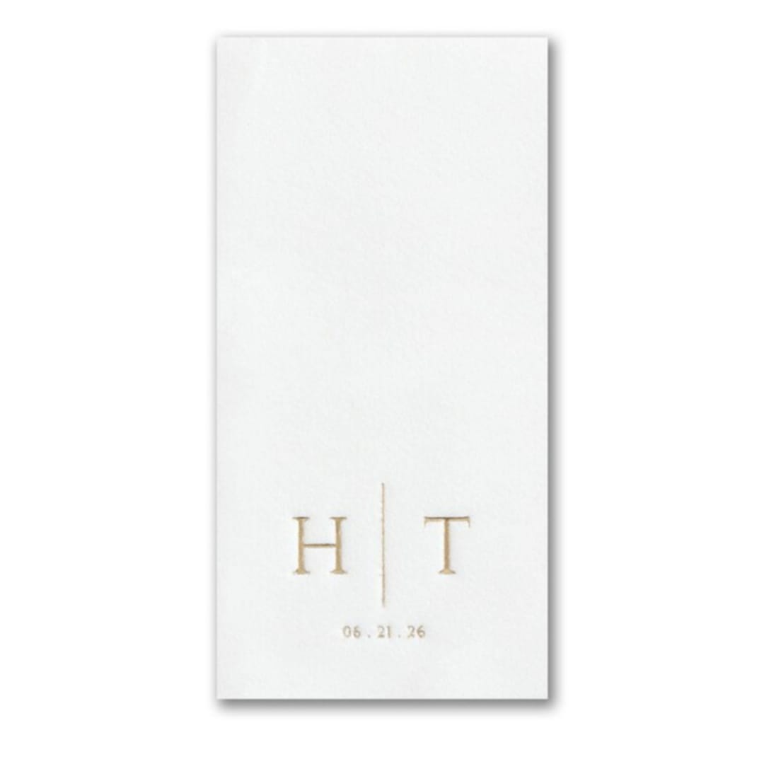 "Custom Initially Distinctive Premium Napkin - Guest Towel - Pack of 100" - Napkins in white by Papel Custom Design
