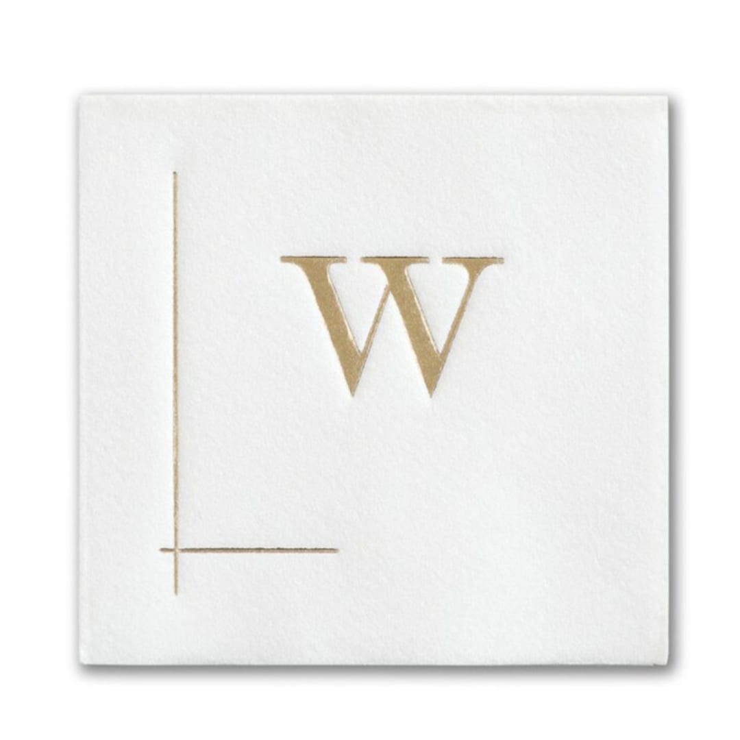 "Custom Initially Simple Premium Napkin - Beverage - Pack of 100" - Napkins in white by Papel Custom Design
