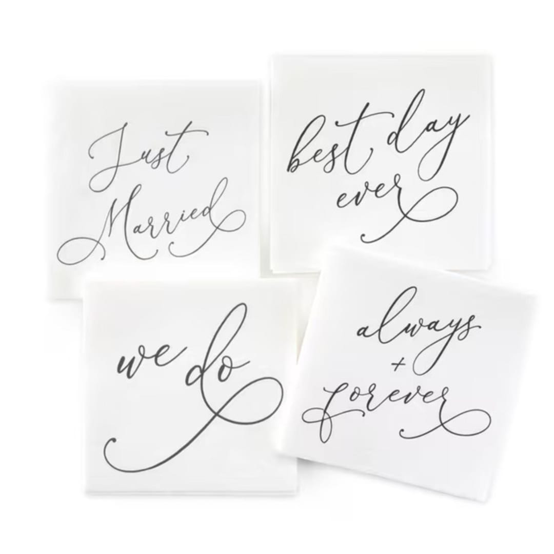 "Handwritten Words Napkin - Pack of 48" - Napkins in white by Papel Custom Design