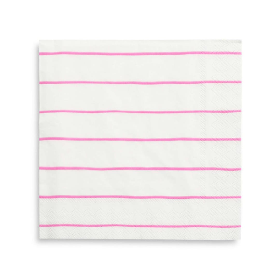"Cerise Frenchie Stripes Large Napkins" - Napkins in pink by Jollity and Co