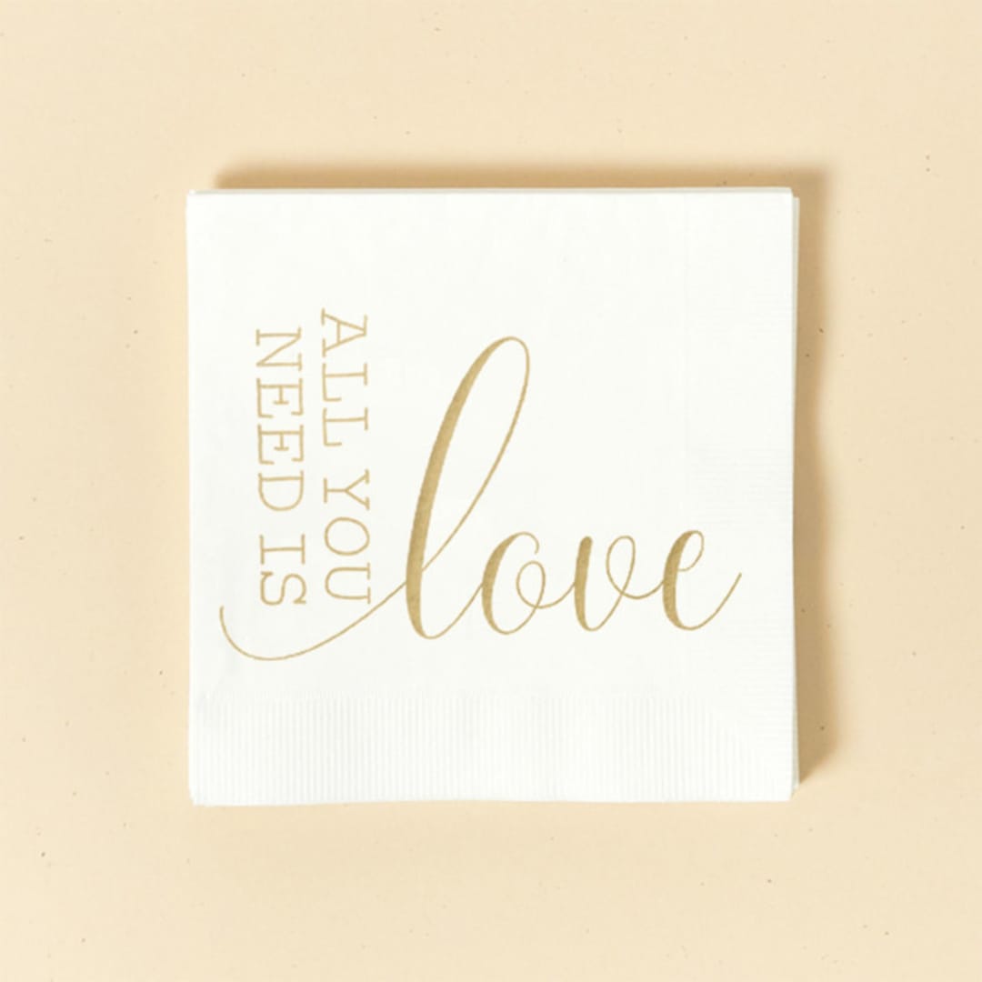 "All You Need Is Love Napkin Pack, cocktail size, pack of 20" - Napkins in white by ForYourParty