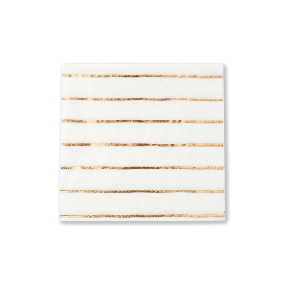 "Rose Gold Frenchie Stripes Petite Napkins" - Napkins in copper by Jollity and Co