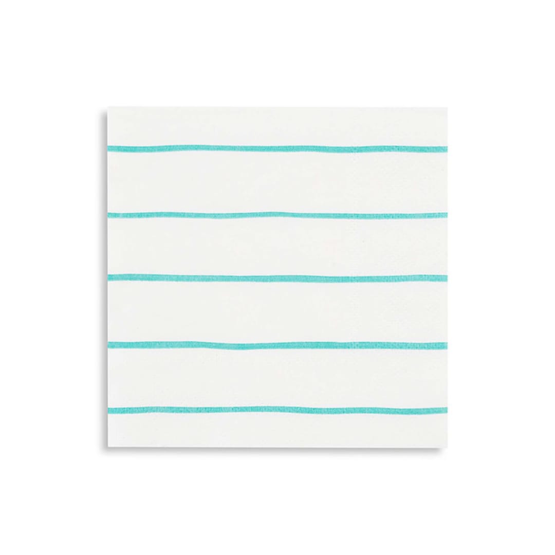 "Aqua Frenchie Stripes Petite Napkins" - Napkins in blue by Jollity and Co