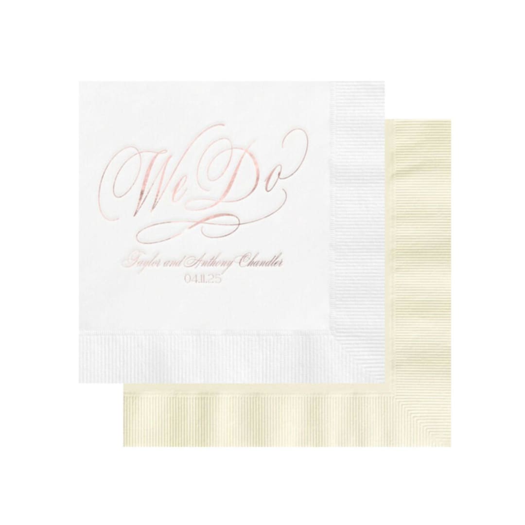 "Personalized We Do Script Napkin - Pack of 100" - Napkins in multicolorassorted-colors by Papel Custom Design
