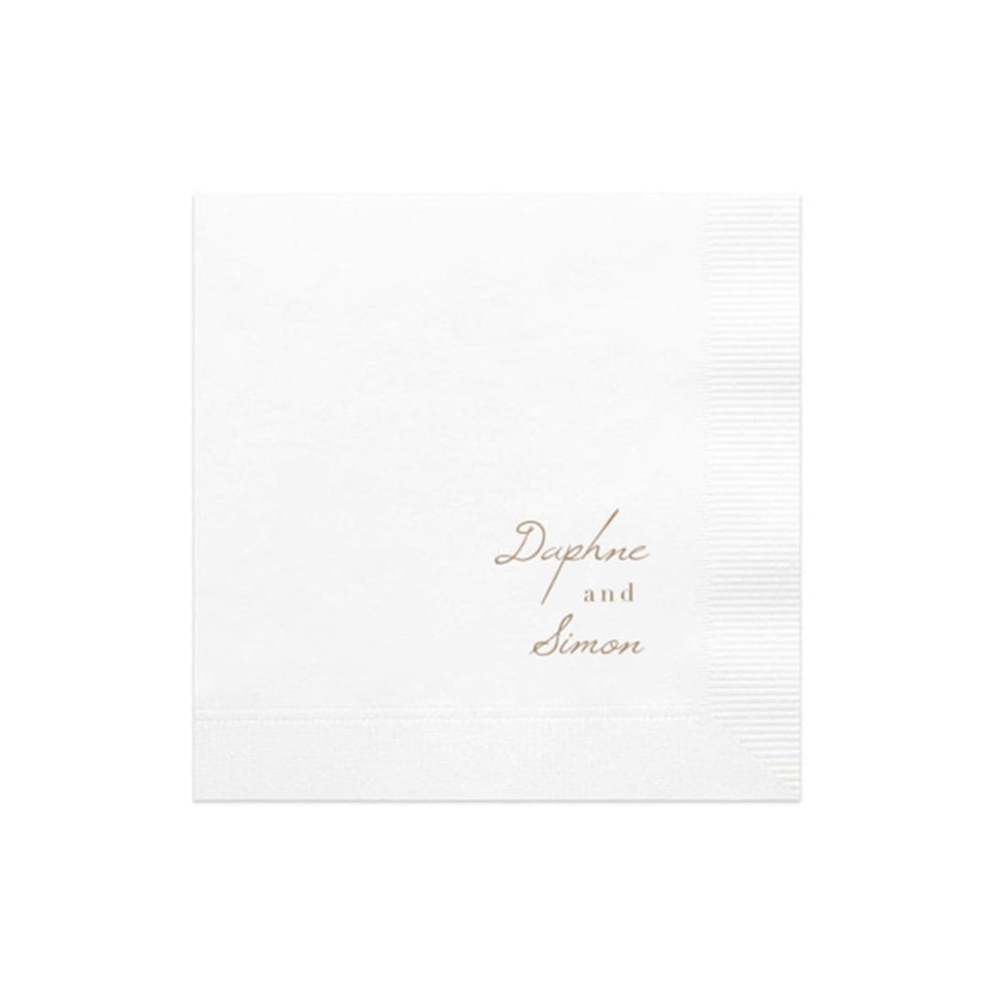 "Romantic Script You and Me, set of 50" - Napkins in white by ForYourParty